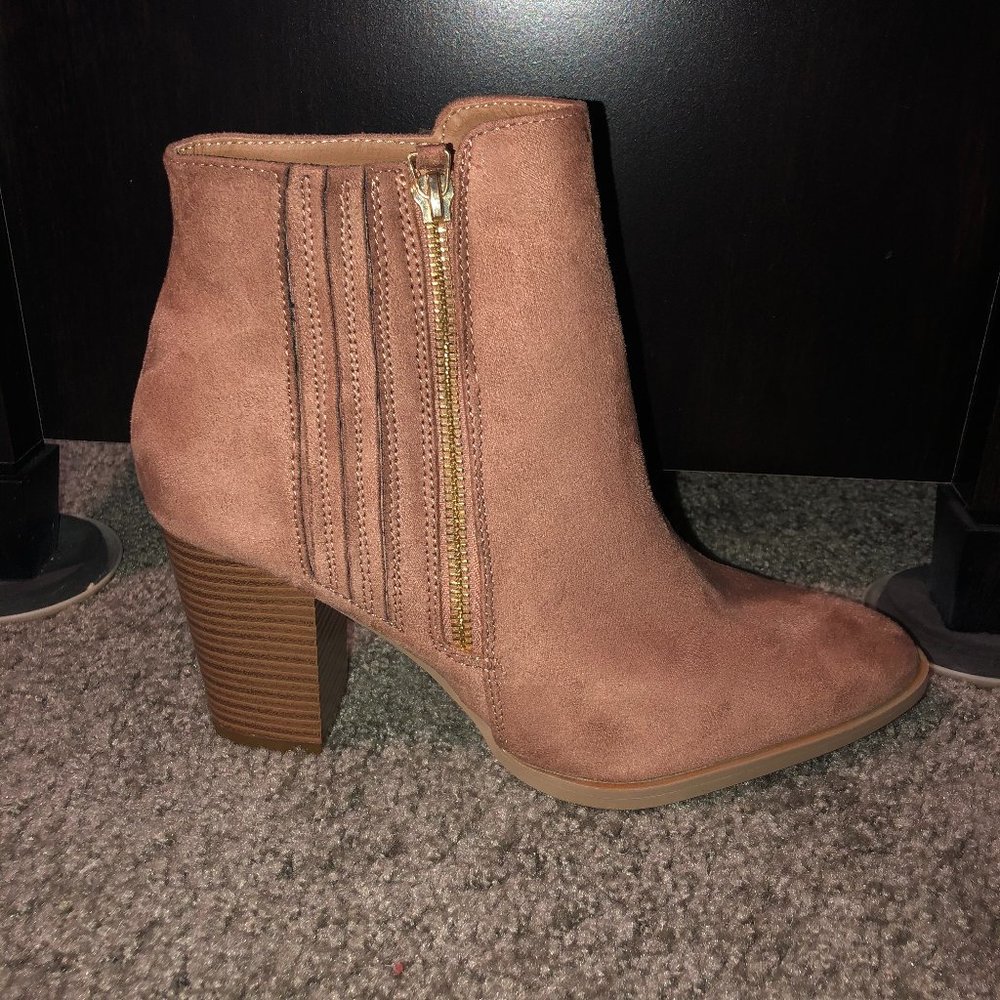 Light Pink Side Zip 3" Heel Bootie 8.5